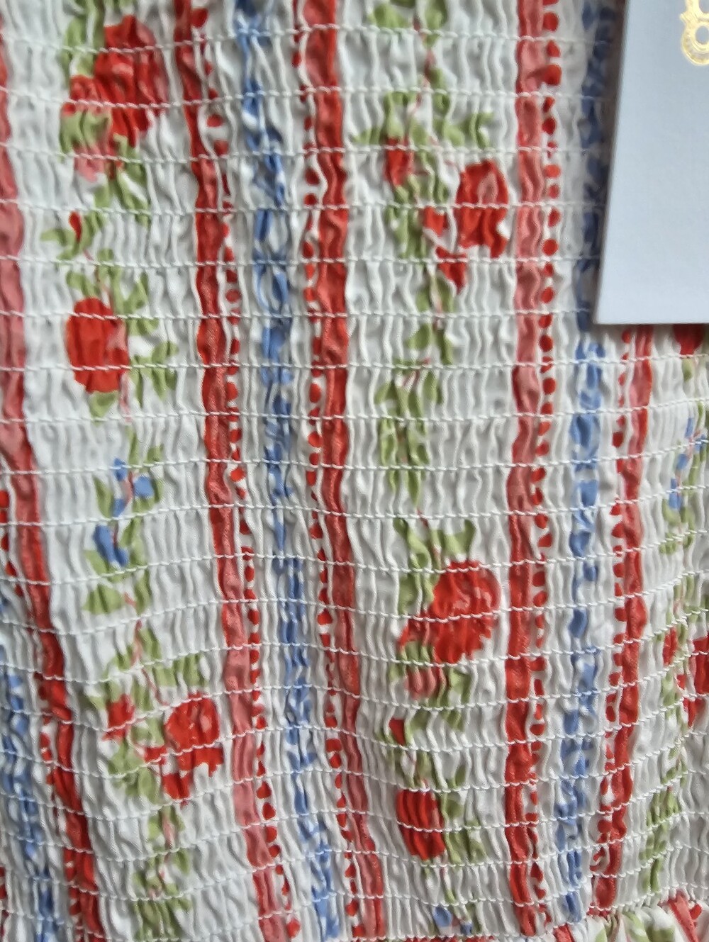 Tuckernuck Cream Midi Dress with Coral Floral Stripes - Picture 7 of 10